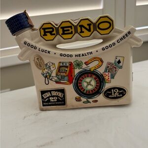 Jim Beam Reno decanter bottle part cork empty 6 1/2” tall